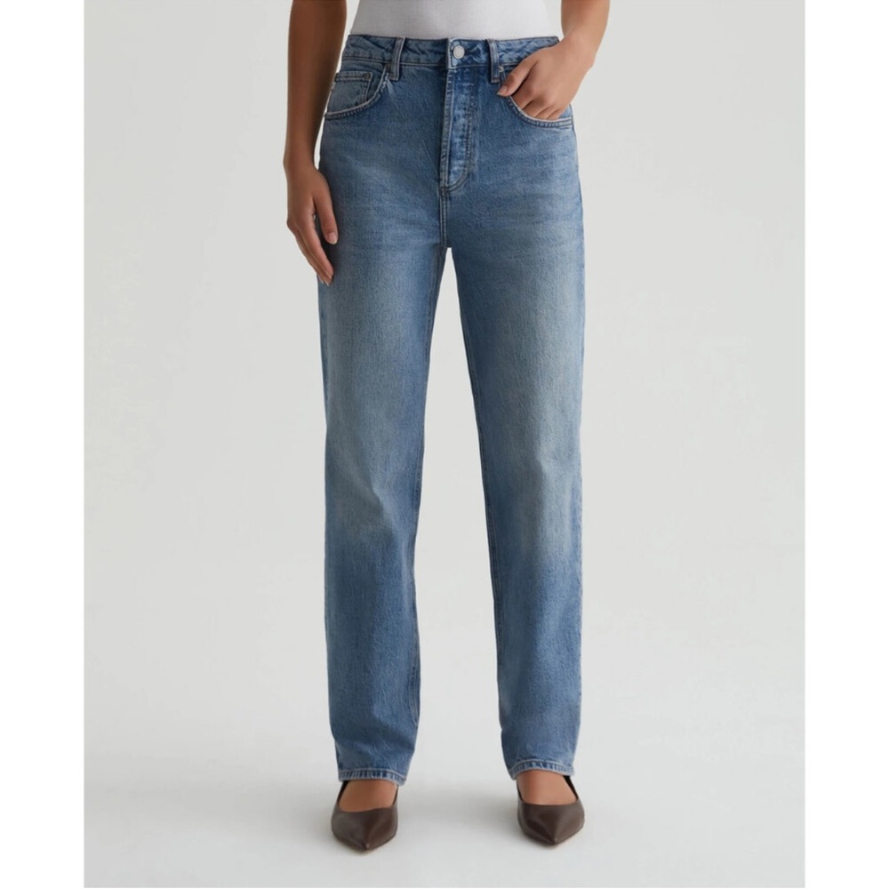 AG Jeans Clove Women's 26 Blue Denim Relaxed Fit Medium Wash Straight Leg - Picture 2 of 6